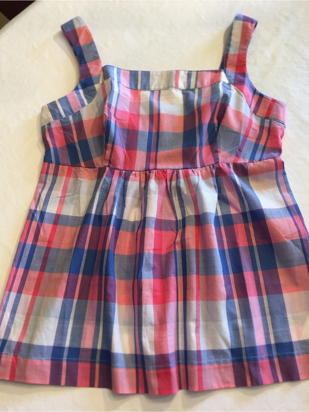 Joules Plaid Sleeveless Cotton Top in Pink and Blue Sz 10